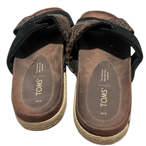 TOMS Paloma Sandals Women's 9 Black Animal Print Casual Summer Slip On - Picture 3 of 13